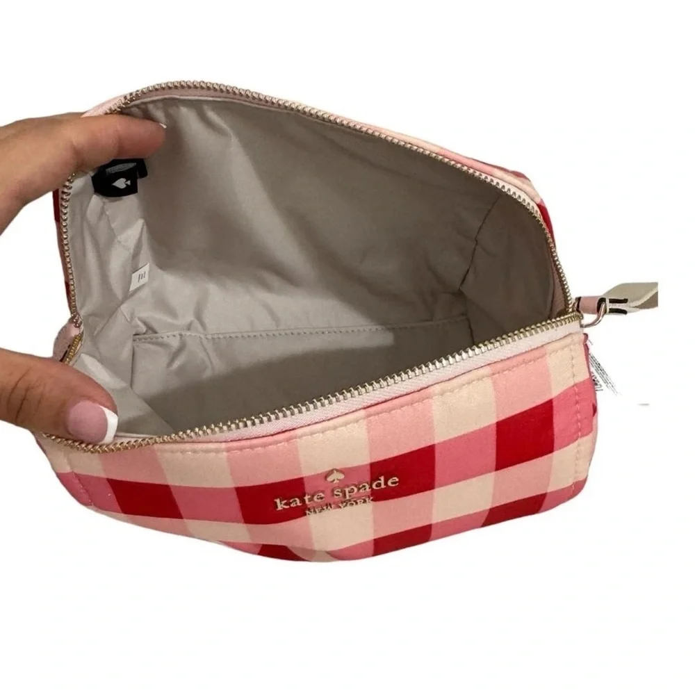 Kate Spade Pink and Red Checkered Pouch - Picture 2 of 3